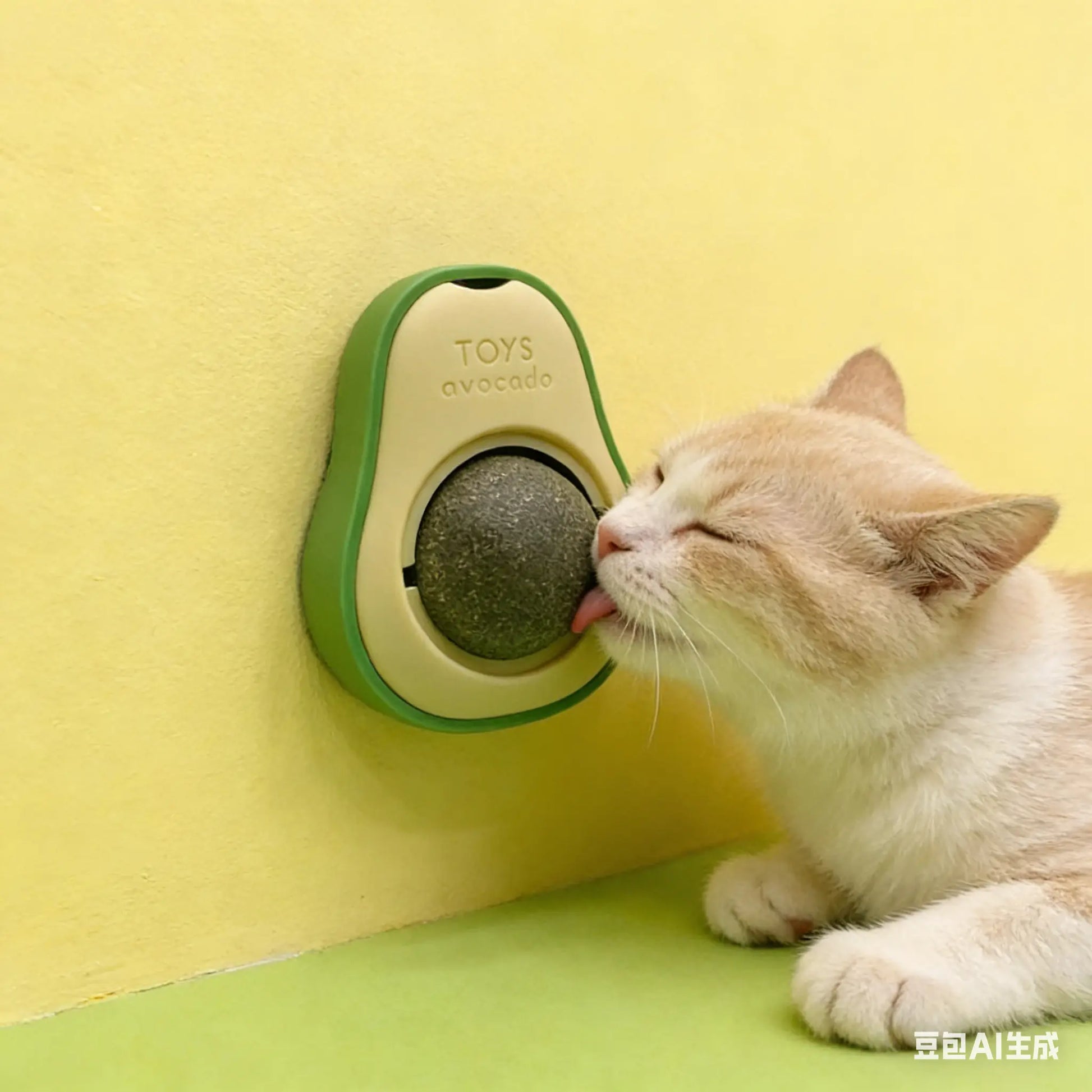 Wall-Mounted Avocado Catnip Toy for Kittens - Interactive Multi-Tier Track for Dental Care and Stress Relief