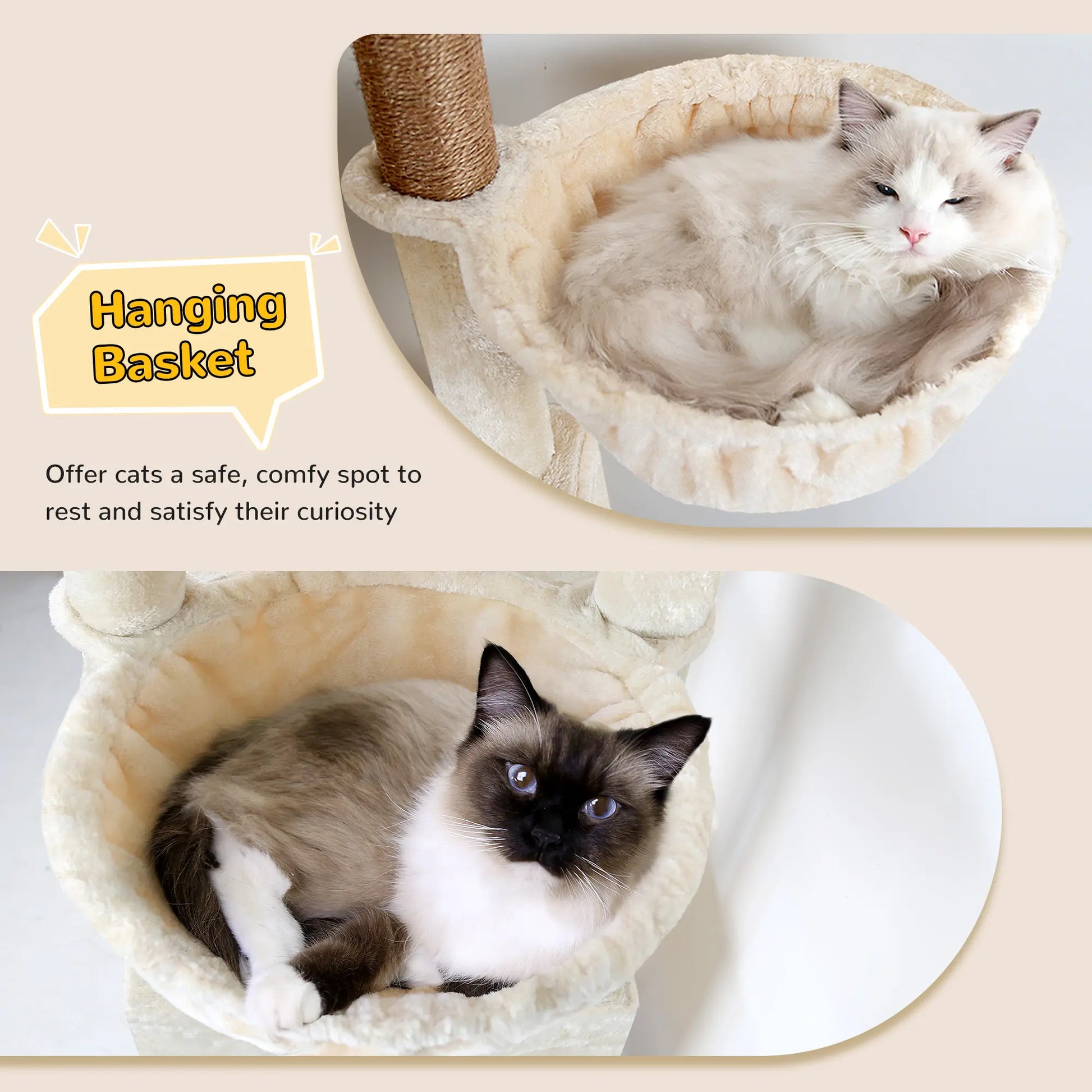 Globlazer S78 78-Inch Modern Freestanding Cat Tree Tower, Durable Activity Center with Condos, Natural Sisal Scratching Posts, Hammock, Perches, and Comfortable Lounging Areas for Large Cats, Easy Assembly