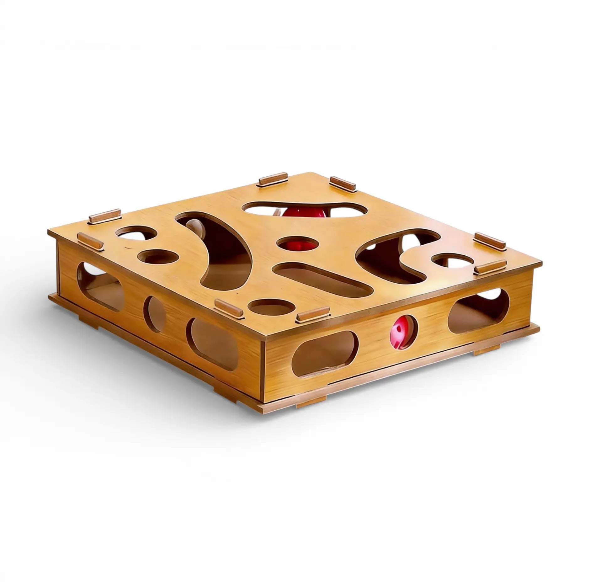 Interactive Cat Puzzle Enrichment Box - Durable Composite Board Maze Toy for Enhanced Stimulation and Entertainment