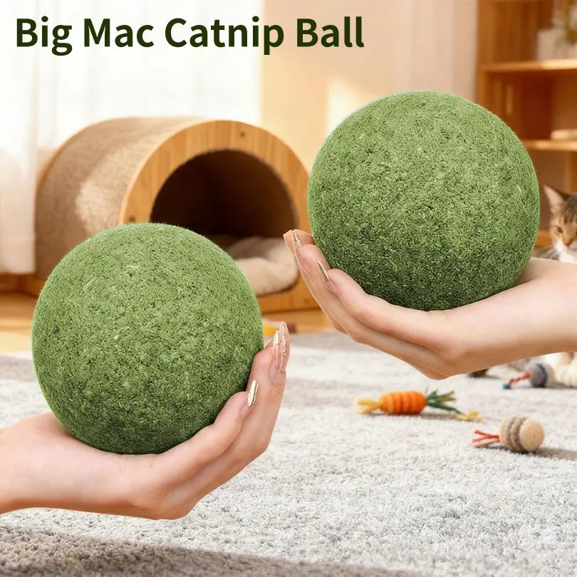 3.94-Inch Catnip Ball for Indoor Cats - Large Cat Toys for Kittens - Jumbo Catnip Balls - Teething Chew Toys - Dental Cleaning Toys for Kittens
