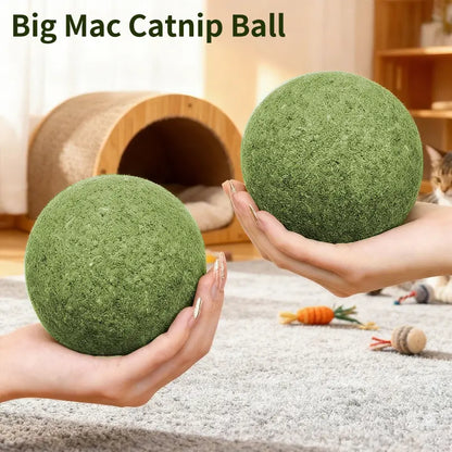 3.94-Inch Catnip Ball for Indoor Cats - Large Cat Toys for Kittens - Jumbo Catnip Balls - Teething Chew Toys - Dental Cleaning Toys for Kittens