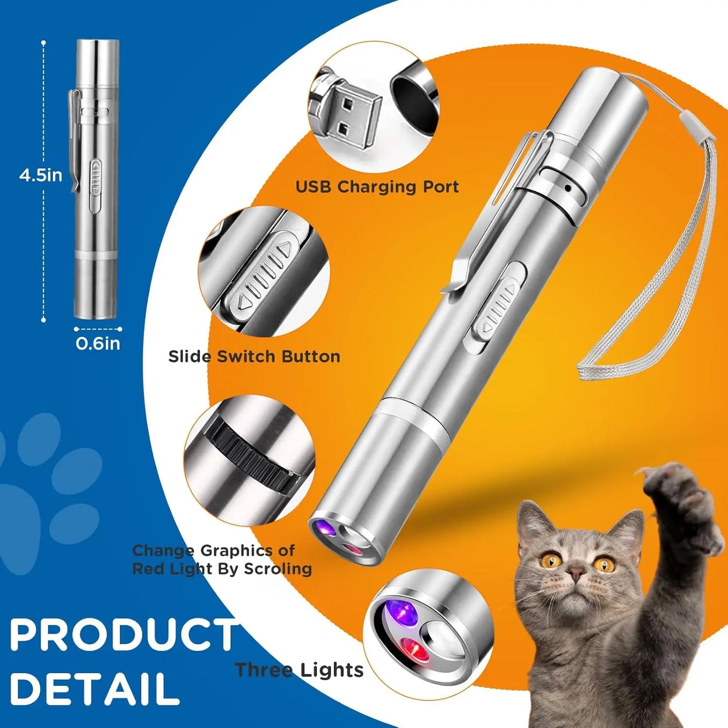 Interactive 3-in-1 Cat Laser Toy with Automatic 6-Hole Whack-a-Mole, Fluttering Butterfly, and USB Rechargeable Features for Indoor Cats and Dogs - Stress Relief Toy for Bored Pets