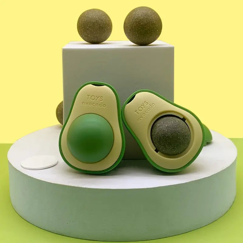Wall-Mounted Avocado Catnip Toy for Kittens - Interactive Multi-Tier Track for Dental Care and Stress Relief