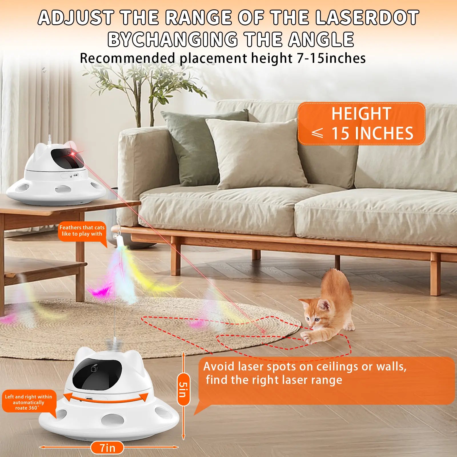 Interactive 3-in-1 Cat Laser Toy with Automatic 6-Hole Whack-a-Mole, Fluttering Butterfly, and USB Rechargeable Features for Indoor Cats and Dogs - Stress Relief Toy for Bored Pets