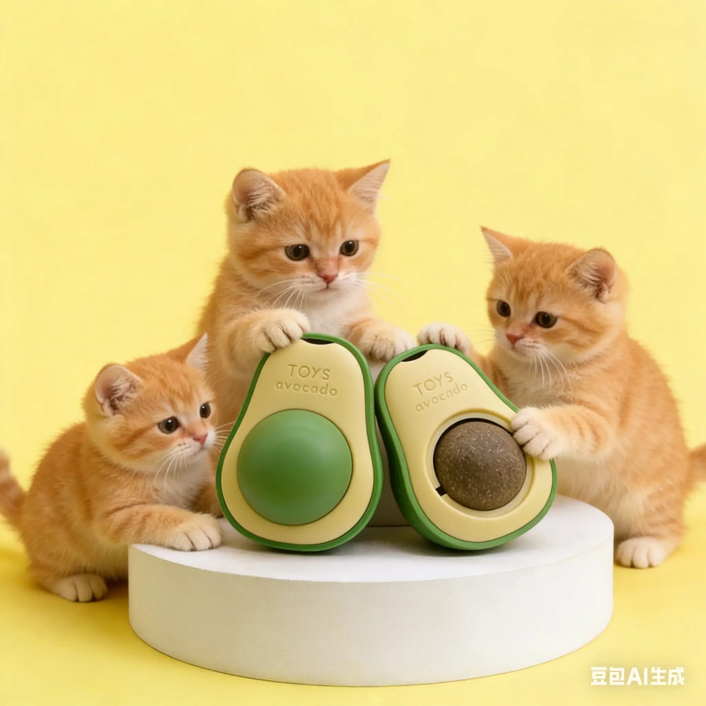 Wall-Mounted Avocado Catnip Toy for Kittens - Interactive Multi-Tier Track for Dental Care and Stress Relief