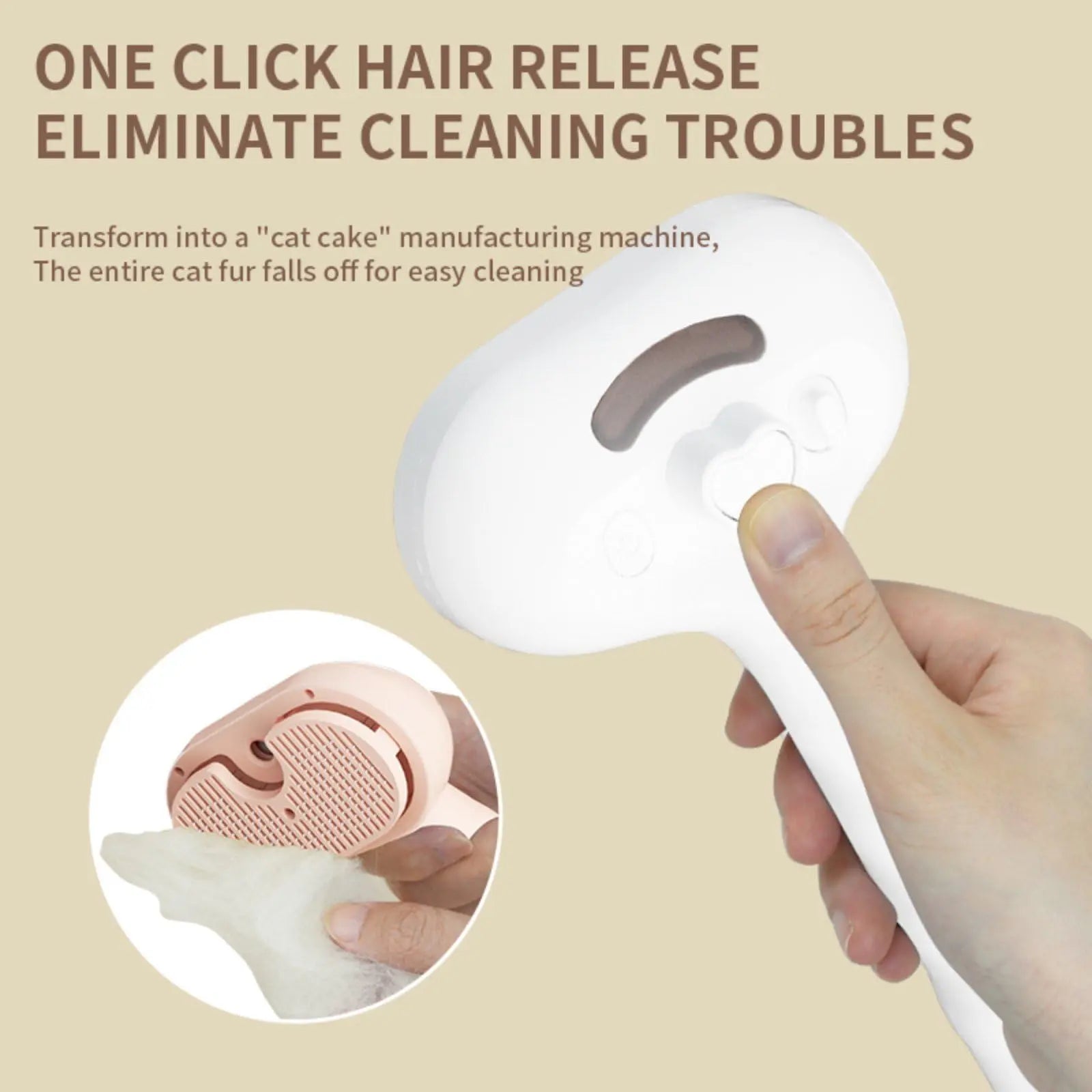 3-in-1 Rechargeable Steam Grooming Brush for Cats and Dogs - Self-Cleaning, Anti-Static, and Shedding Control for All Coat Types