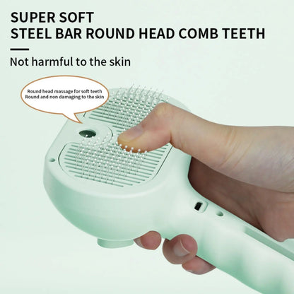 3-in-1 Rechargeable Steam Grooming Brush for Cats and Dogs - Self-Cleaning, Anti-Static, and Shedding Control for All Coat Types