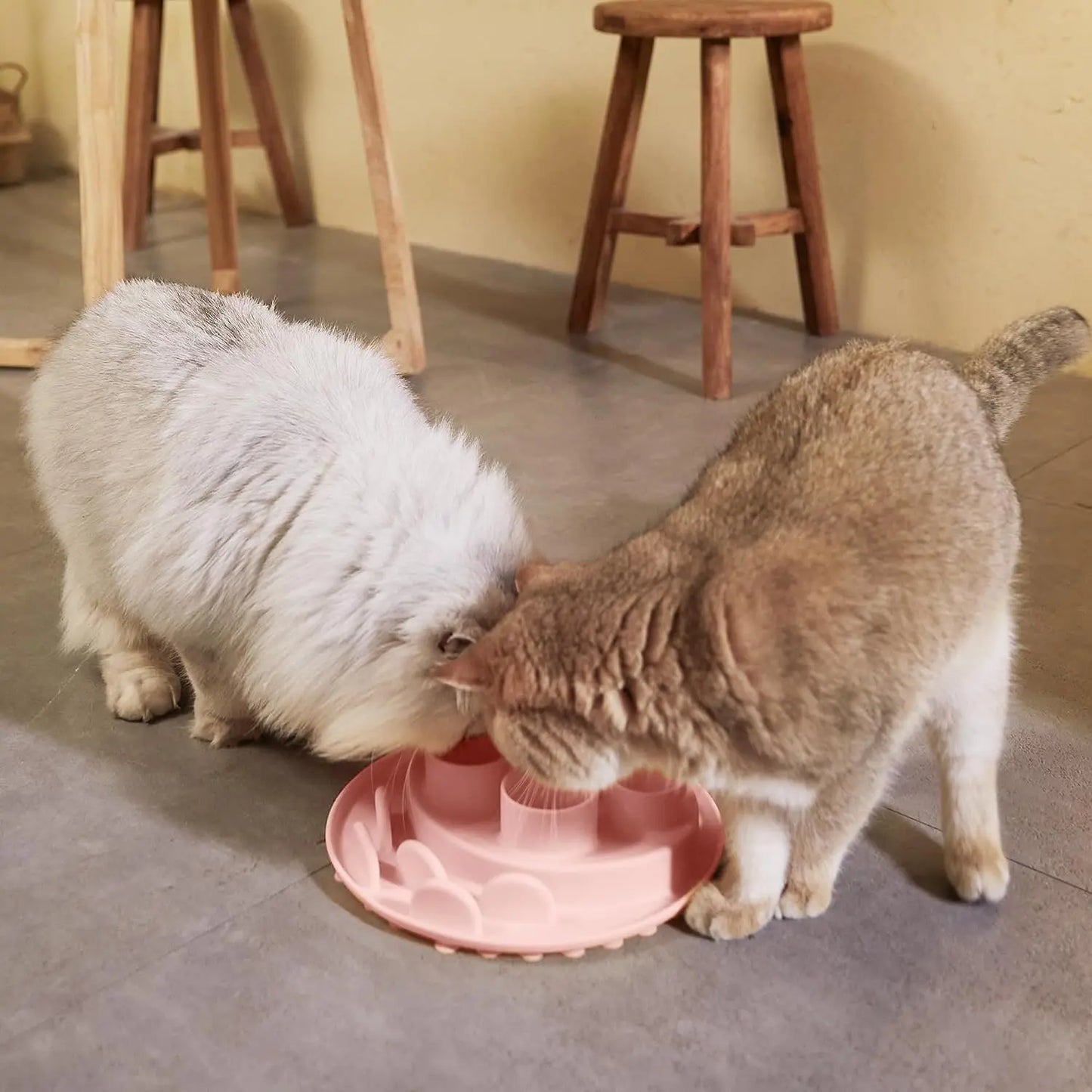 Cat Puzzle Feeder Slow Feeder Bowl for IQ Training and Mental Stimulation, Silicone, Multicolored, Dishwasher Safe