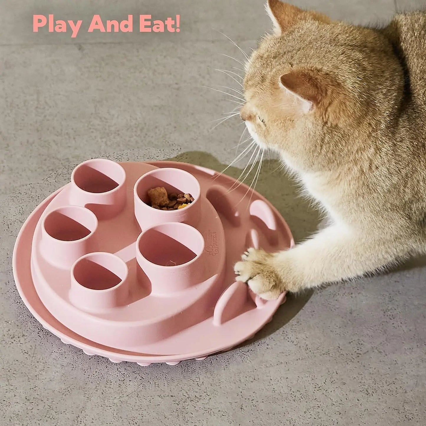 Cat Puzzle Feeder Slow Feeder Bowl for IQ Training and Mental Stimulation, Silicone, Multicolored, Dishwasher Safe